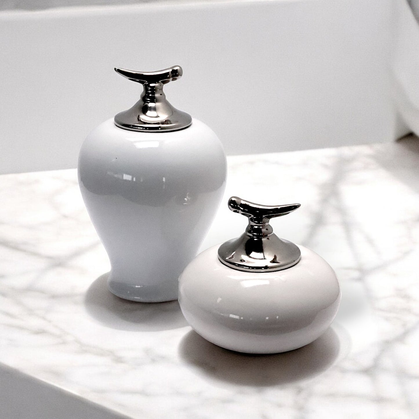JARRONES DECORATIVOS CUELLO PLATA 3PCS