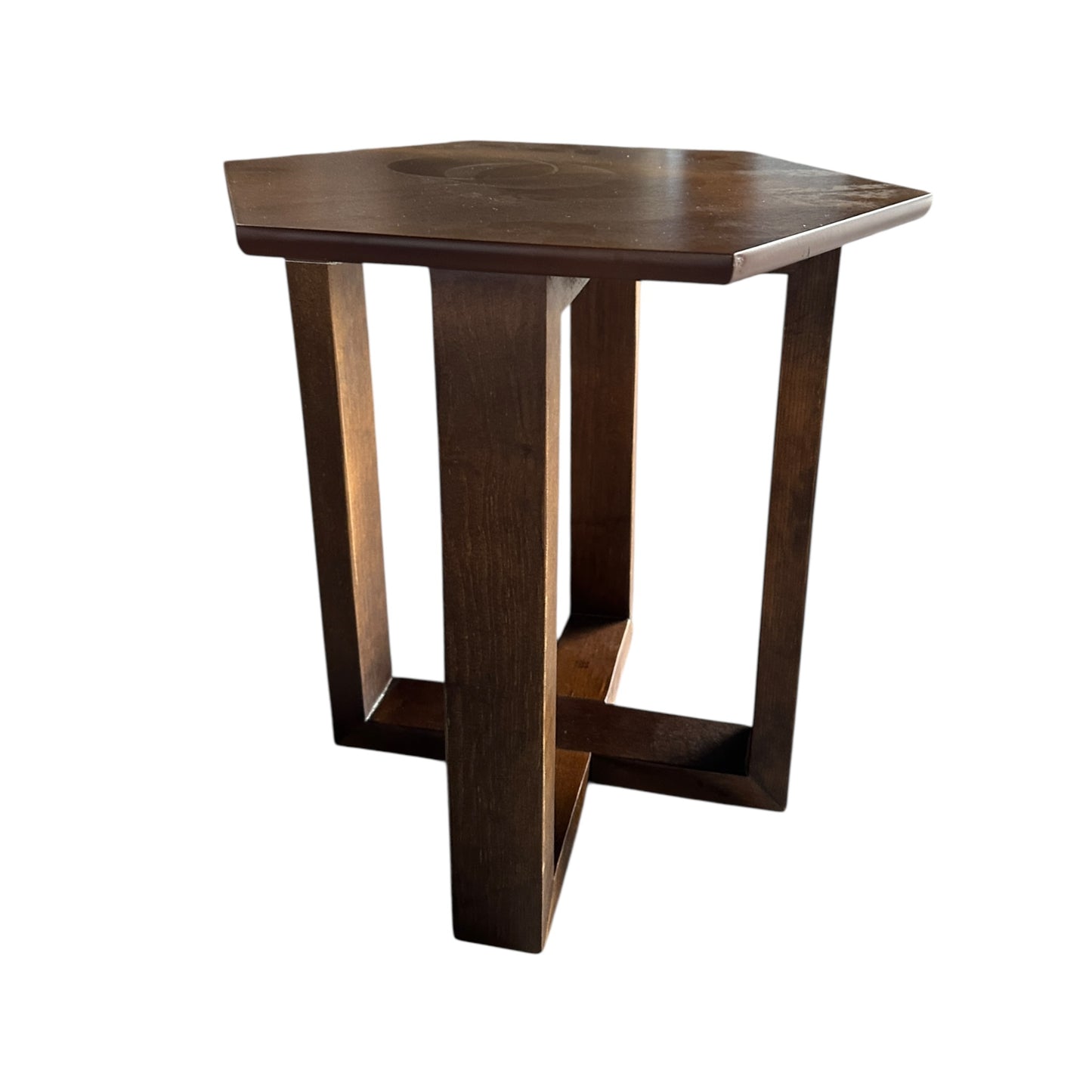 MESA HEXAGONO MOLDURA NOGAL CLASICO (PIEZA) CHICA
