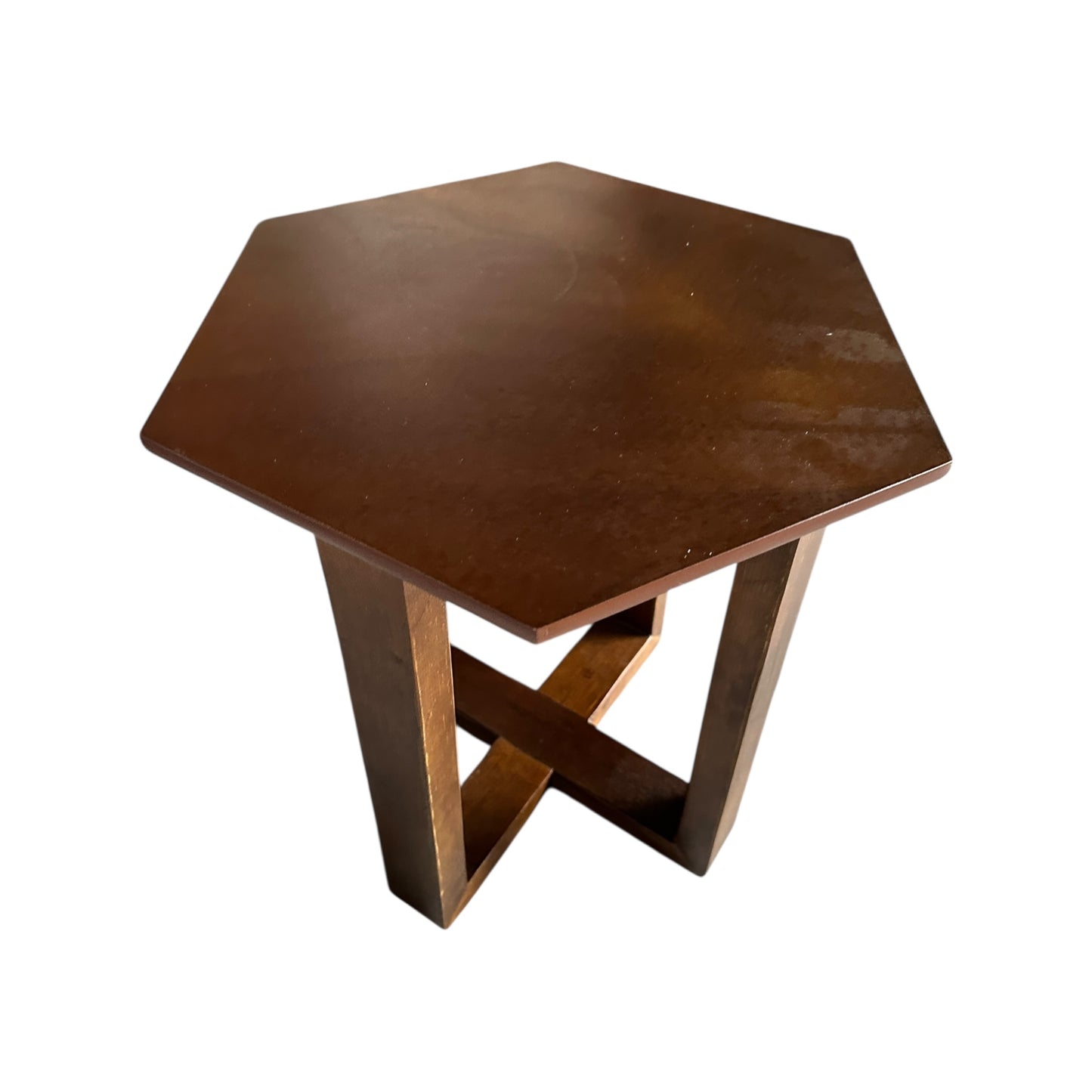 MESA HEXAGONO MOLDURA NOGAL CLASICO (PIEZA) CHICA