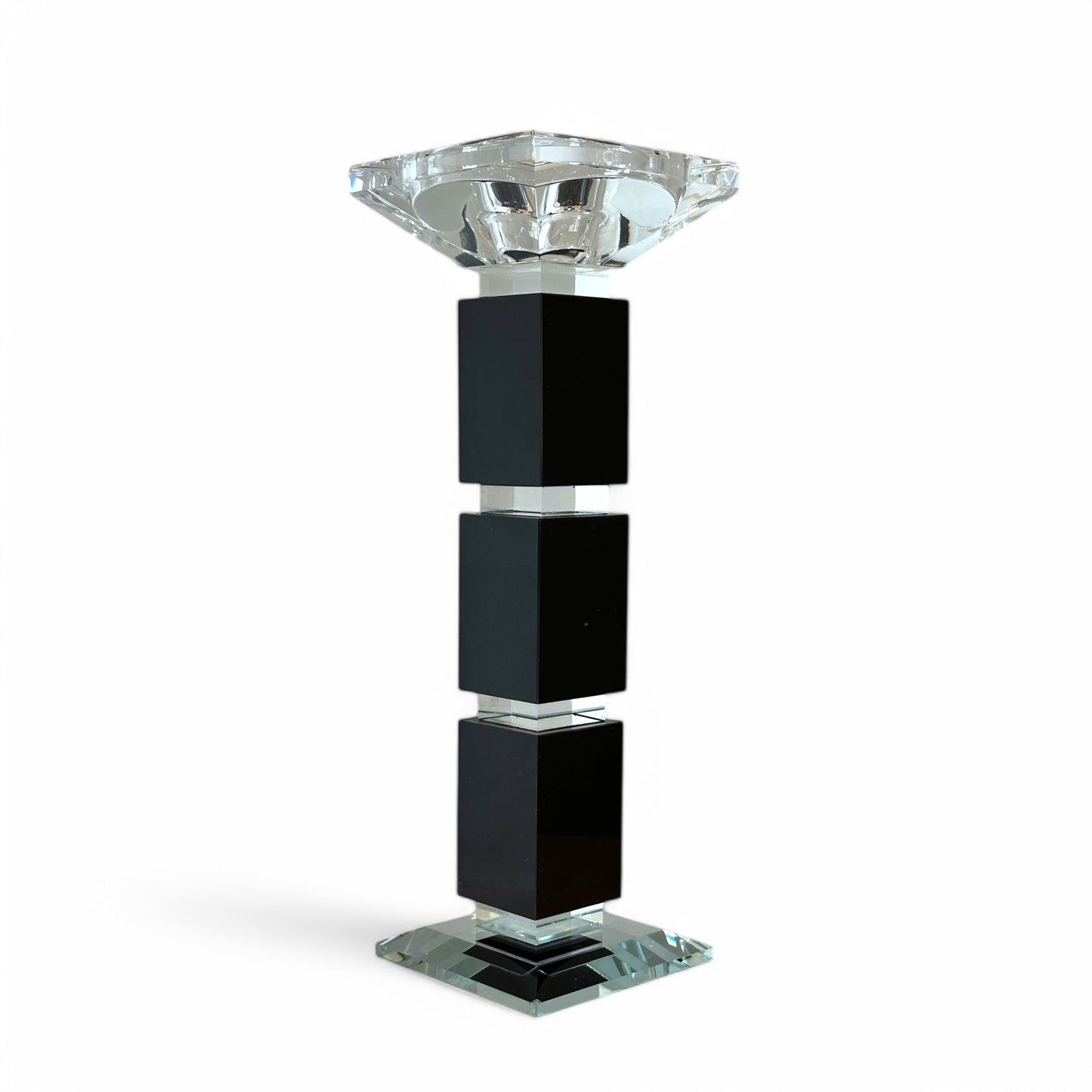 CANDELABRO DE CRISTAL PORTA VELA PIE NEGRO XY08-3