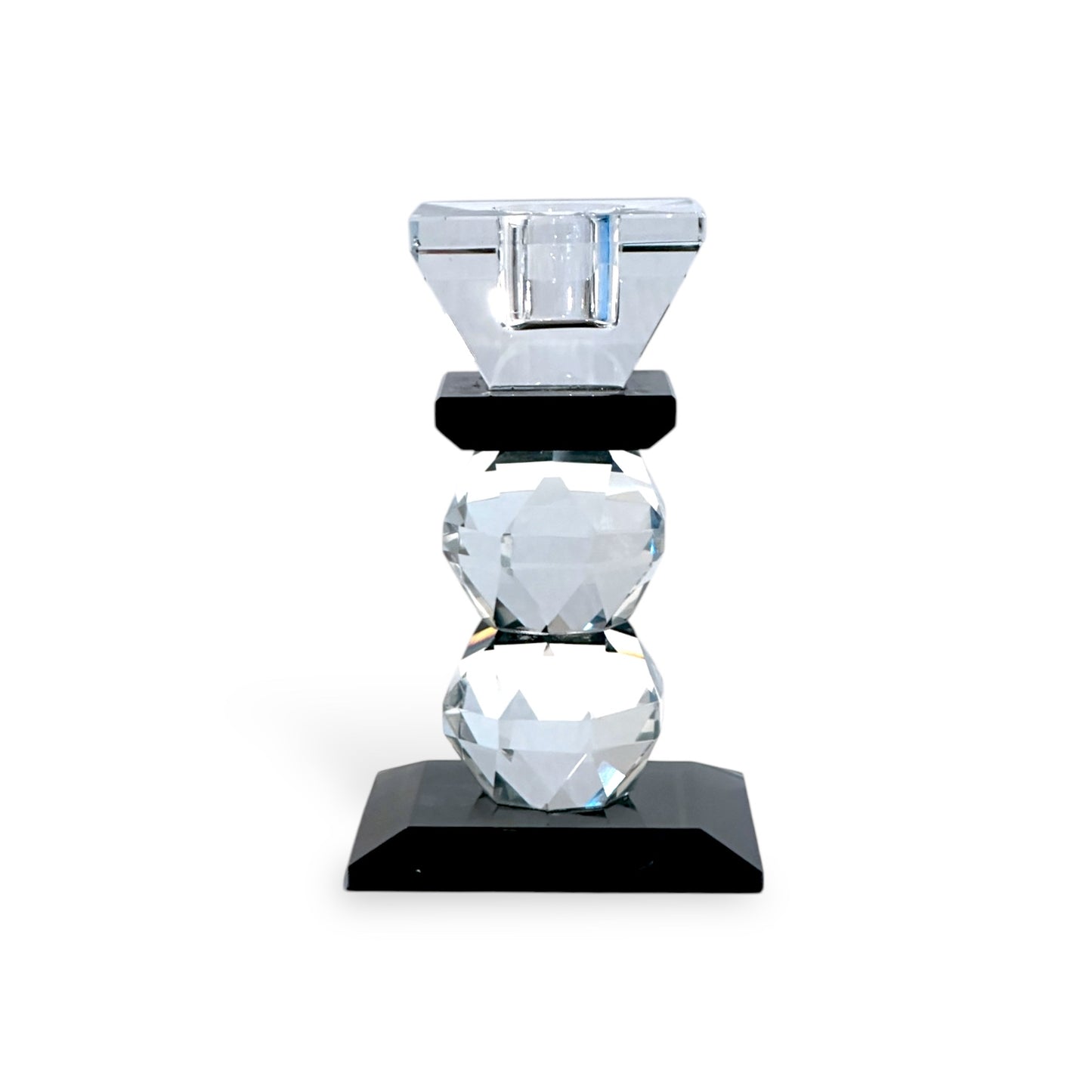 CANDELABRO DE CRISTAL PORTA VELA FILO NEGRO XY13-1