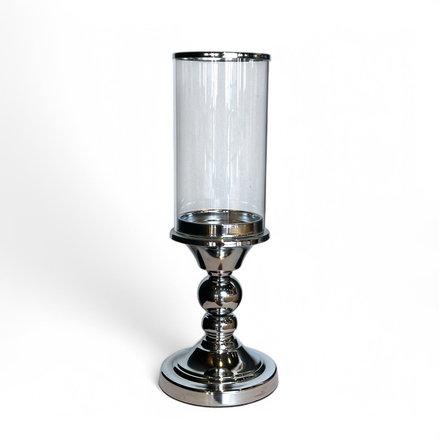 CANDELABROS PIE CROMADO Y VIDRIO 1078-1