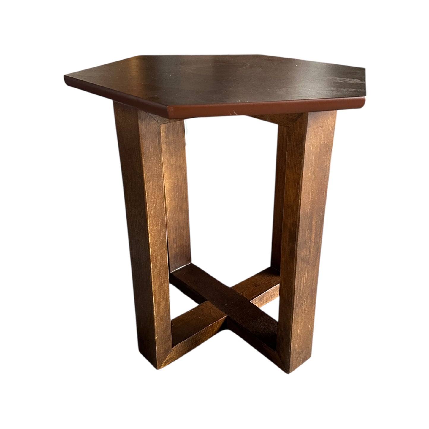 MESA HEXAGONO MOLDURA NOGAL CLASICO (PIEZA) CHICA