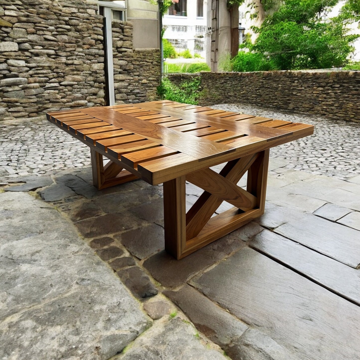 MESA DE CENTRO EN MADERA DE TEKA