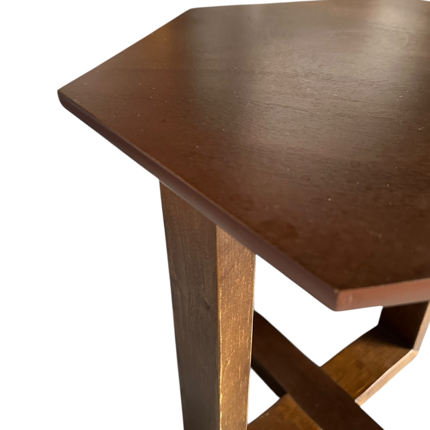 MESA HEXAGONO MOLDURA NOGAL CLASICO (PIEZA) CHICA