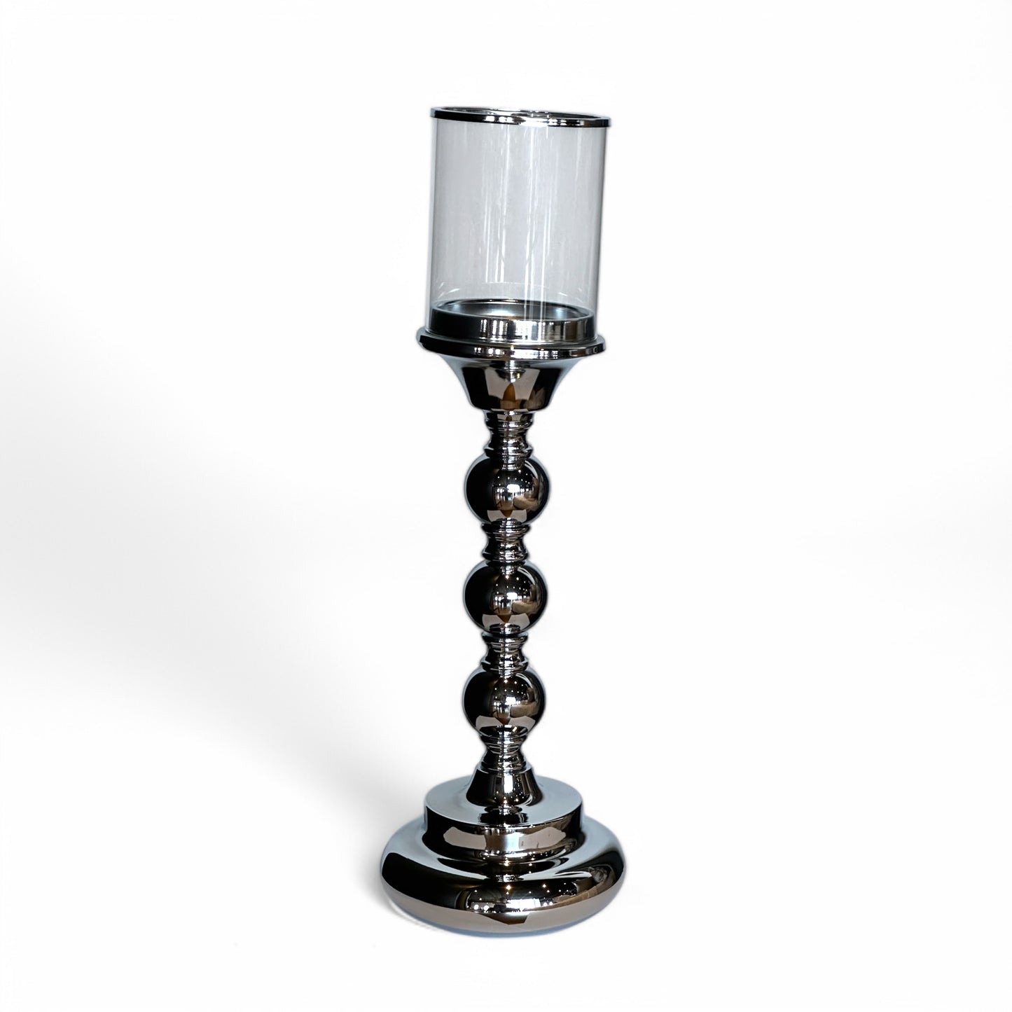 CANDELABROS PIE CROMADO Y VIDRIO 1080-3