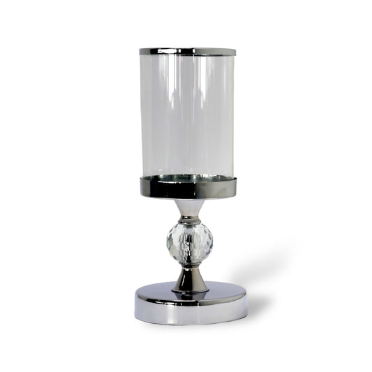 CANDELABRO PIE PEDRERIA Y PANTALLA DE VIDRIO F001-1