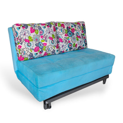 SOFA CAMA ALEJANDRITA COLOR FUCSIA AZUL CIELO