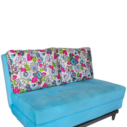 SOFA CAMA ALEJANDRITA COLOR FUCSIA AZUL CIELO