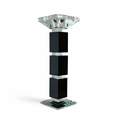 CANDELABRO DE CRISTAL PORTA VELA PIE NEGRO XY08-3