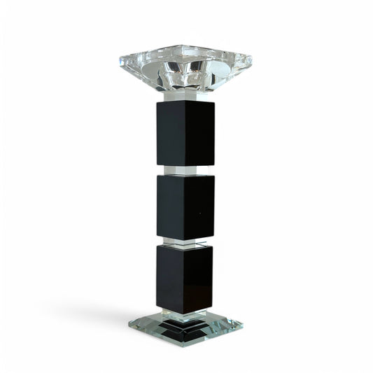 CANDELABRO DE CRISTAL PORTA VELA PIE NEGRO XY08-3