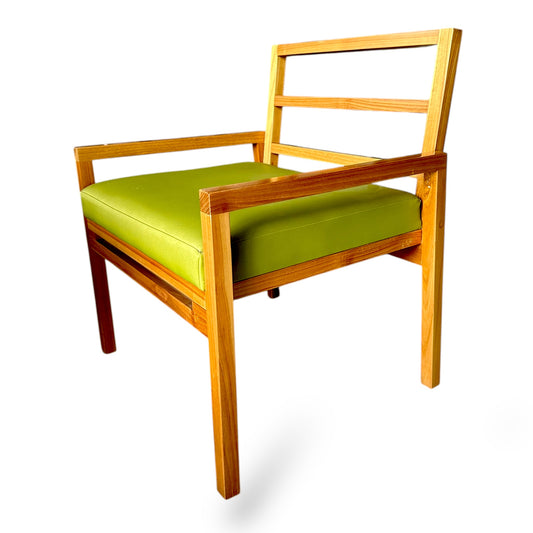 SILLA EN MADERA DE TEKA TAPIZ VERDE