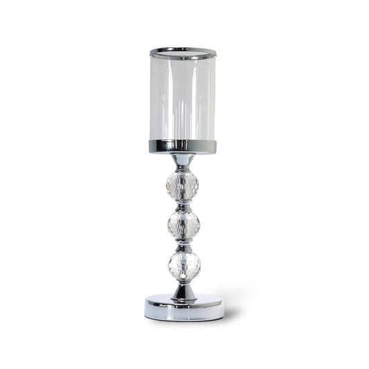 CANDELABRO PIE PEDRERIA Y PANTALLA DE VIDRIO F001-3