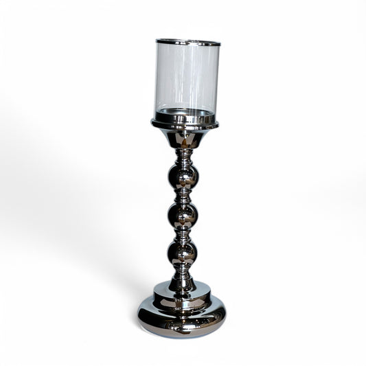 CANDELABROS PIE CROMADO Y VIDRIO 1080-3