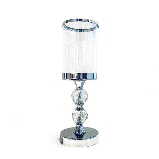 CANDELABRO PIE PEDRERIA Y PANTALLA DE VIDRIO F001-2