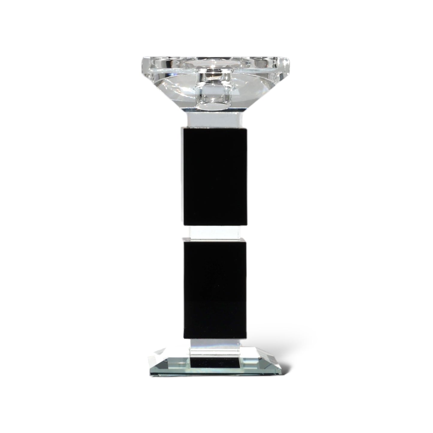 CANDELABRO DE CRISTAL PORTA VELA PIE NEGRO XY08-2