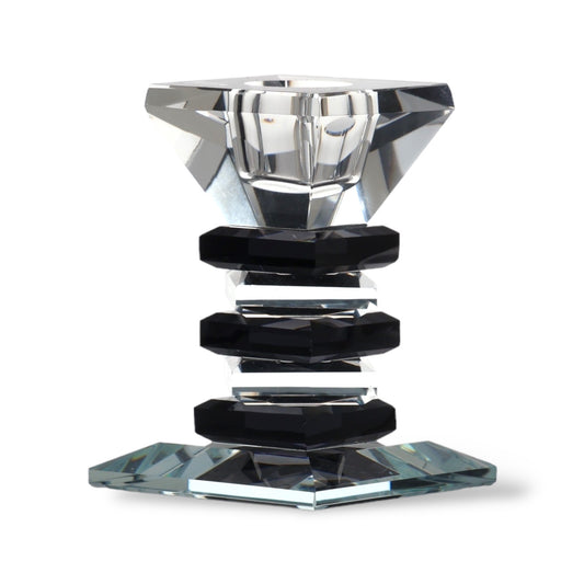 CANDELABRO DE CRISTAL PORTA VELA PIE NEGRO XY14-1