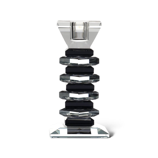 CANDELABRO DE CRISTAL PORTA VELA PIE NEGRO XY14-2