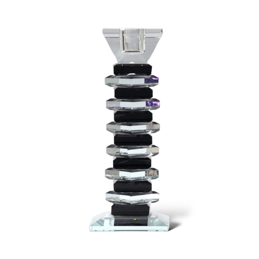 CANDELABRO DE CRISTAL PORTA VELA PIE NEGRO XY14-3